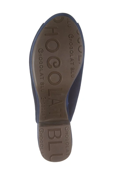 Chocolat Blu Platform Slide Sandal In Navy Suede