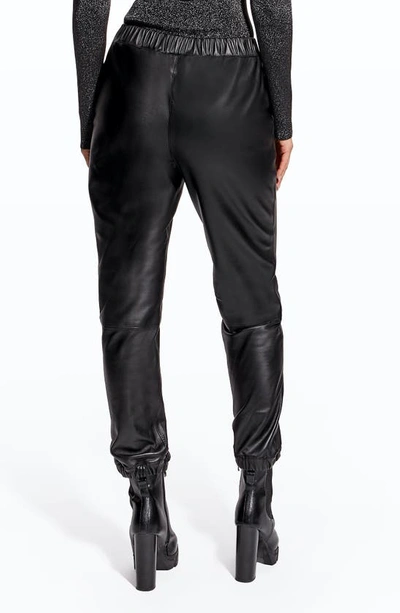 Shop As By Df Recycled Leather Blend Joggers In Black