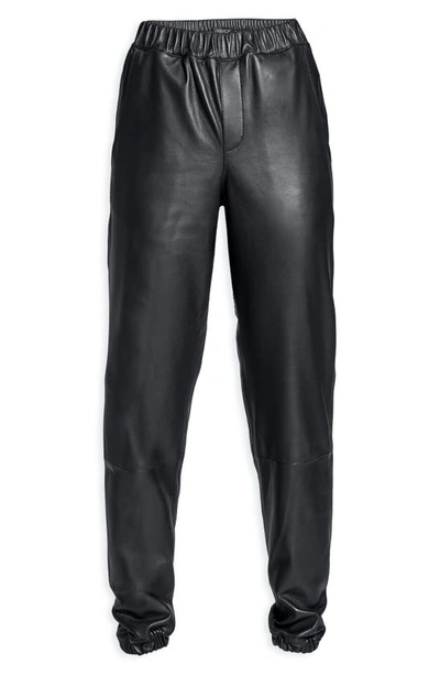 Shop As By Df Recycled Leather Blend Joggers In Black