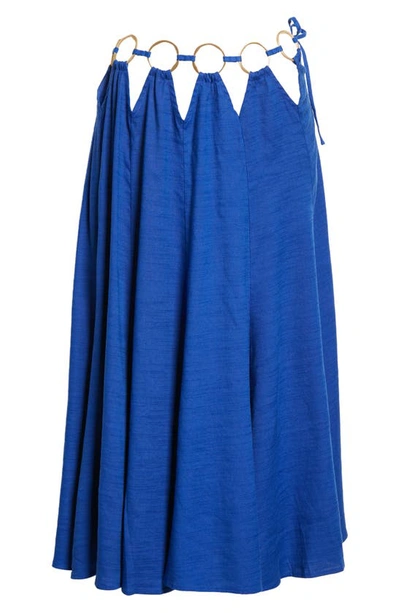 Shop Cult Gaia Idris Linen Blend Maxi Skirt In Persian Blue