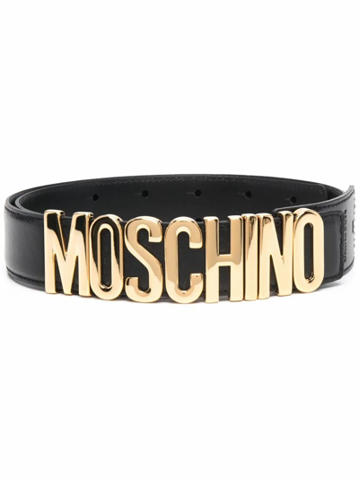 Moschino Logo-buckle Leather Belt In Black | ModeSens