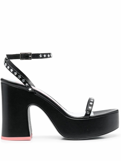 Shop Chiara Ferragni Women's Black Leather Sandals