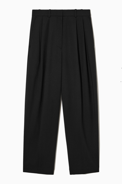 Shop Cos Wide-leg Tailored Wool-blend Trousers In Black