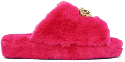 Shop Versace Pink Medusa Slippers In Z4582 Fuxia