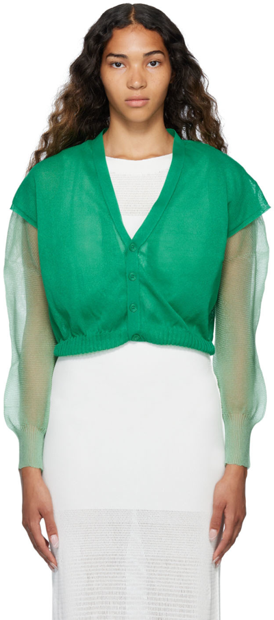 Shop Issey Miyake Green Pericarp Cardigan In 66 Green Hued