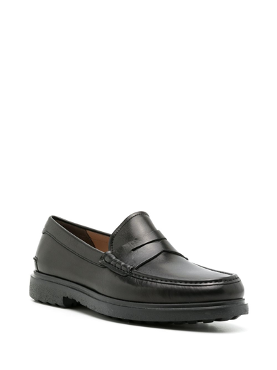 Shop Ferragamo Penny Leather Loafers
