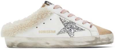 Shop Golden Goose Ssense Exclusive White & Beige Shearling Super-star Sabot Sneakers