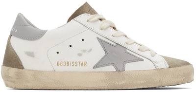 Shop Golden Goose White & Taupe Super-star Classic Sneakers In 11179 White/taupe/gr