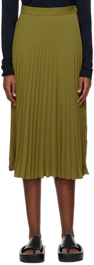 Shop Mm6 Maison Margiela Green Polyester Midi Skirt In 725 Olive