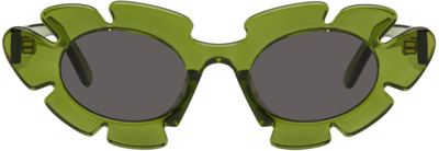 Shop Loewe Green & White Paula's Ibiza Original Sunglasses In 96a Shiny Dark Green