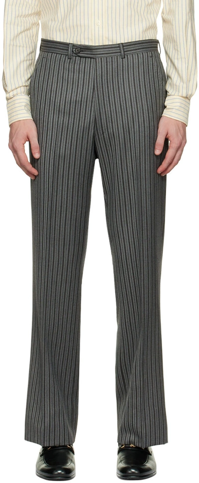 Shop Husbands Ssense Exclusive Gray Wool Trousers In Grey
