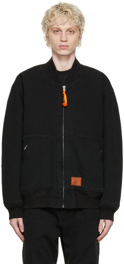 Shop Acne Studios Black Organic Cotton Bomber Jacket In 900 Black