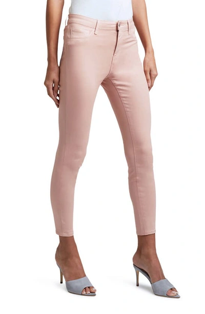 Shop L Agence Margot Coated Crop High Waist Skinny Jeans In Dusty Pink Coated
