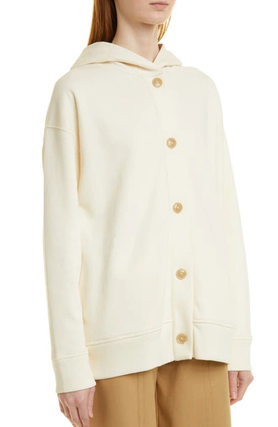 Shop Vince Hooded Cotton Cardigan In Off White