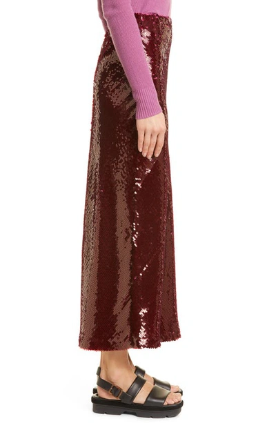 Shop Vince Sequin Slip Skirt In Garnet