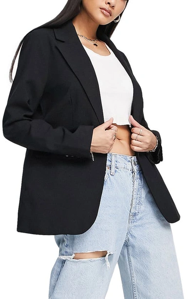 Shop Topshop Single Breasted Blazer In Black