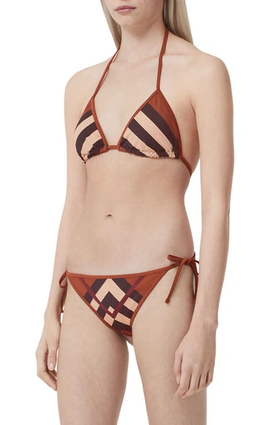 Shop Burberry Cobb Kissing Check Two-piece Swimsuit In Dark Birch Brown Pat
