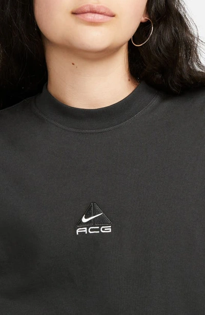 Shop Nike Embroidered Logo Relaxed Fit T-shirt In Off Noir/ Dark Smoke Grey
