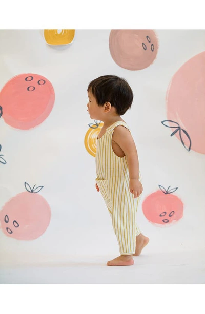 Shop Pehr Stripes Away Organic Cotton Overalls In Marigold