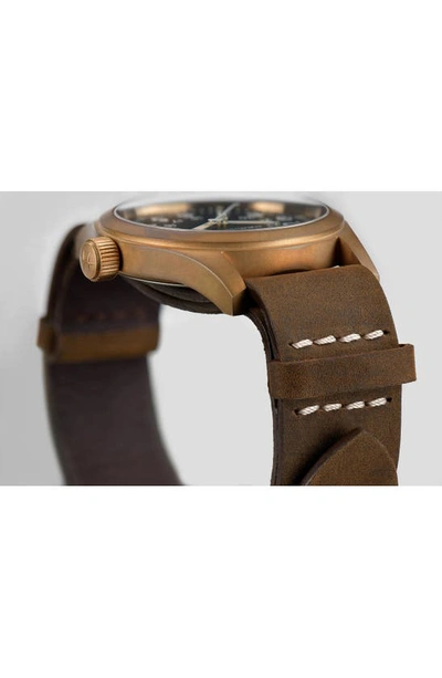 Shop Hamilton Khaki Field Mechanical Leather Strap Watch, 38mm In Brown