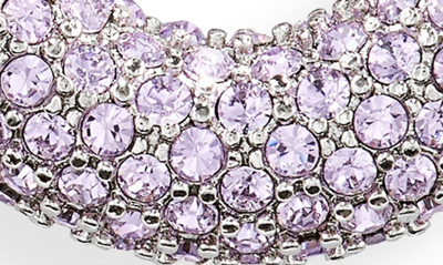 Shop Amina Muaddi Mini Cameron Hoop Earrings In Violet Crystals & Silver Base