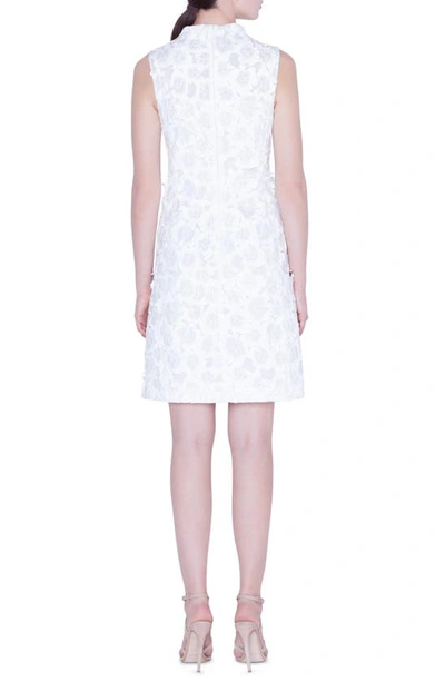 Shop Akris Floral Crinkle Jacquard Dress In Crisp White