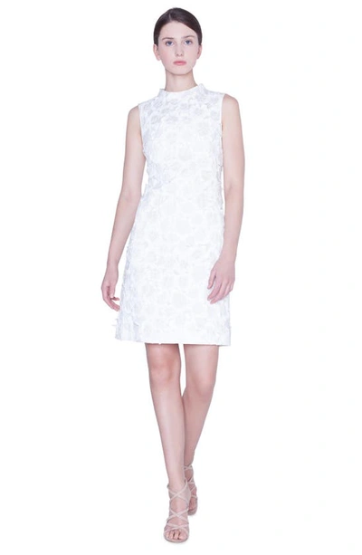 Shop Akris Floral Crinkle Jacquard Dress In Crisp White