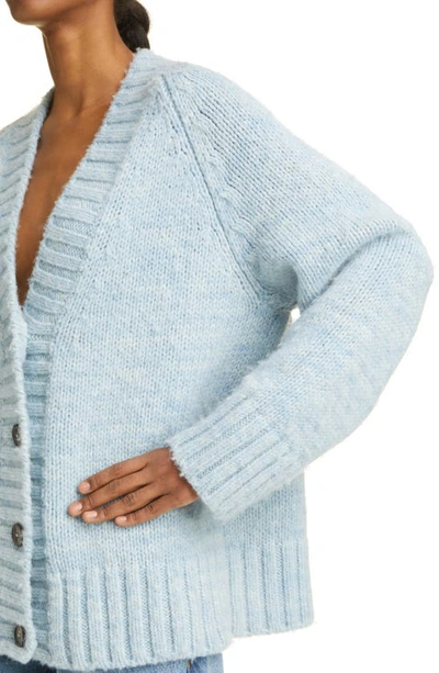 Shop Maison Margiela Alpaca, Cotton & Wool Cardigan In Pale Blue