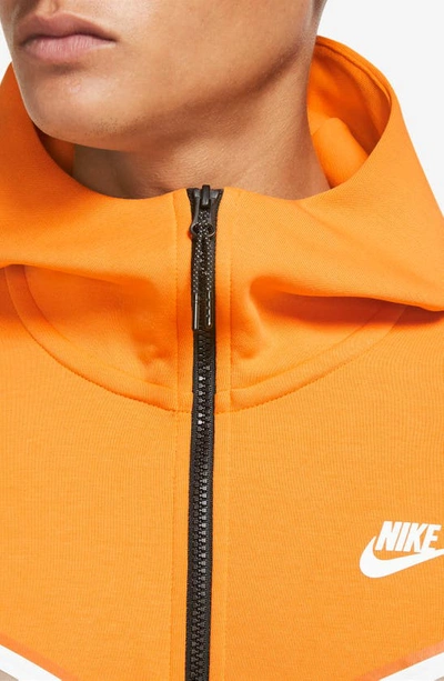 Shop Nike Sportswear Tech Fleece Zip Hoodie In Kumquat/ Sanddrift/ White