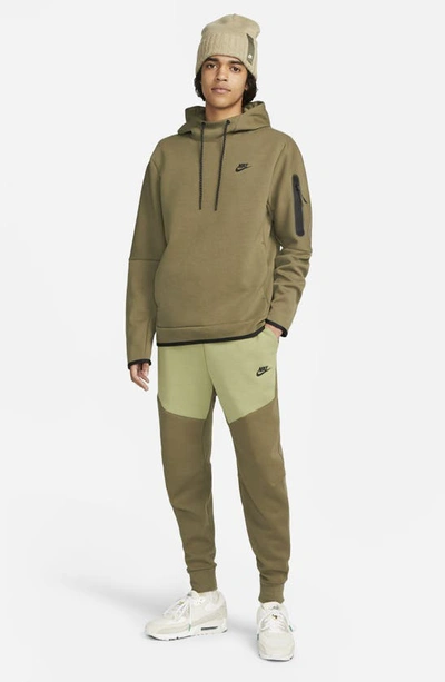 Shop Nike Sportswear Tech Fleece Hoodie In Medium Olive/ Black