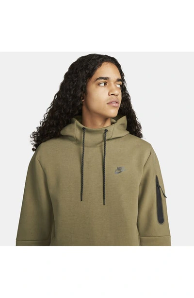 Shop Nike Sportswear Tech Fleece Hoodie In Medium Olive/ Black