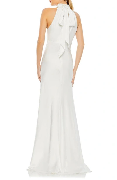 Ieena For Mac Duggal Keyhole Halter Empire Waist Gown In White | ModeSens