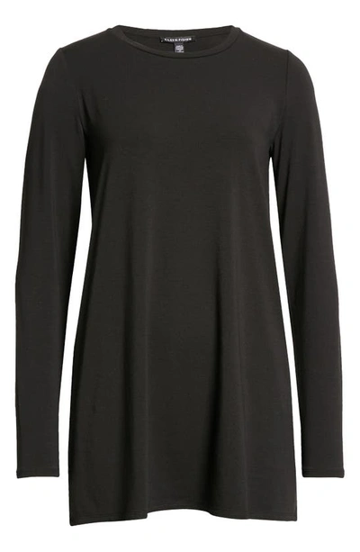 Eileen Fisher Petite Long Sleeve Crewneck Tunic In Black