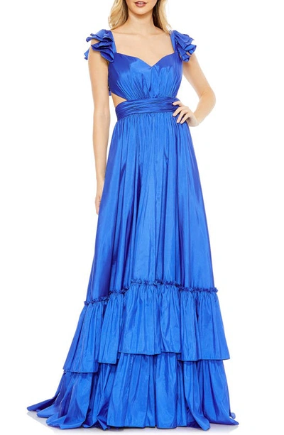 Shop Mac Duggal Sweetheart Neck A-line Tiered Gown In Cobalt
