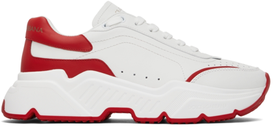 Shop Dolce & Gabbana White & Red Daymaster Low-top Sneakers In 89926 Bianco/rosso