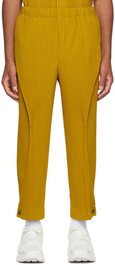 Shop Issey Miyake Yellow Bow Trousers In 54 Mustard