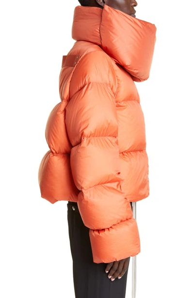 Shop Rick Owens Funnel Neck Down Puffer Coat In Orange