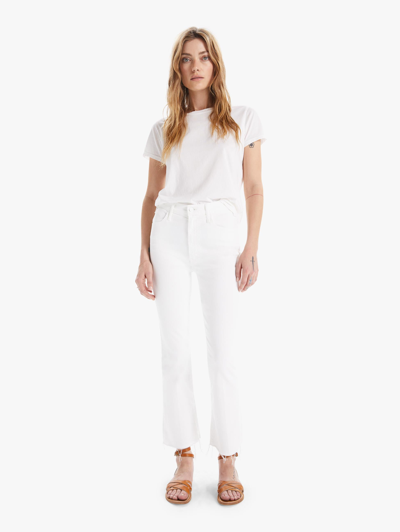 Shop Mother The Hustler Ankle Fray Fairest Of Them All Jeans In White