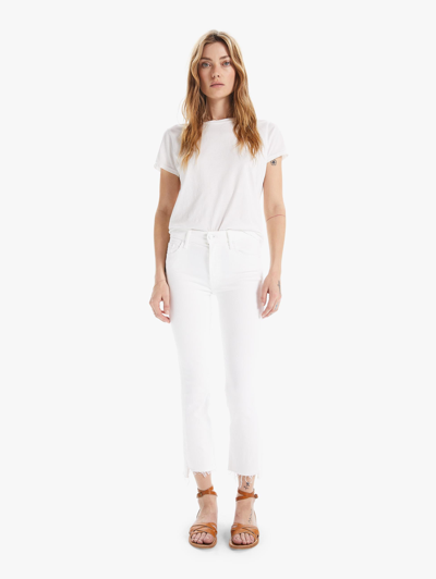 Shop Mother The Insider Crop Step Fray Fairest Of Them All Jeans In White