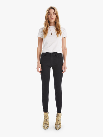 Shop Mother The Looker Ankle Fray Not Guilty Jeans In Black