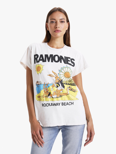 Shop Madeworn The Ramones Rockaway Beach Crew Tee Shirt Off Tee Shirt In White