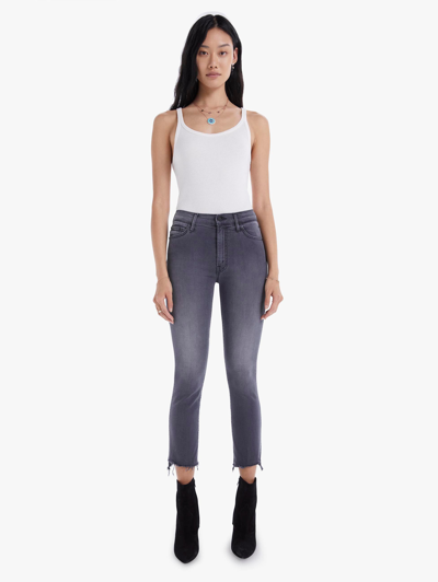 Shop Mother The Insider Crop Step Fray Dancing In The Moonlight Jeans In Charcoal
