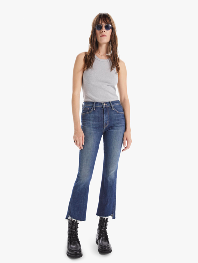 Shop Mother The Insider Crop Step Fray Girl Crush Jeans In Blue