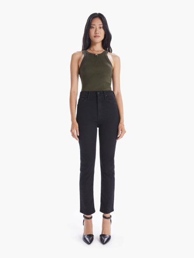 Mother High Rise Rider Ankle Straight Jeans In Not Guilty In Black