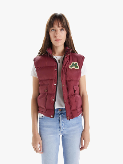 Mother The Pillow Talk Patch Vest Puffer Long Distance Run Around Jacket In  Red