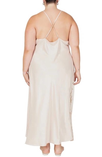 Rya Collection Plus Size Darling Lace-inset Nightgown In Champagne
