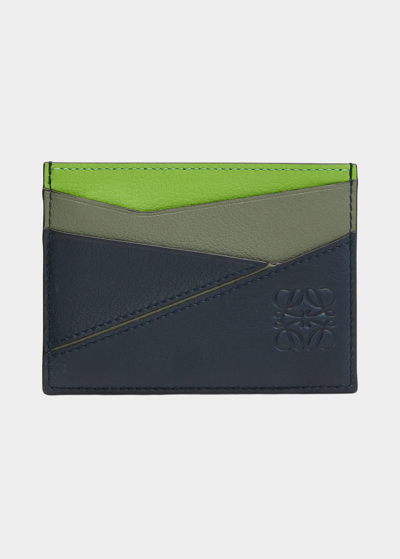 Shop Loewe Men's Puzzle Leather Card Holder In Apple Gree