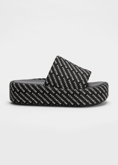 Shop Balenciaga Rise Logo Flatform Sandals In Blackwhite
