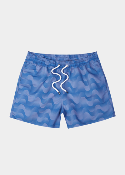 Shop Frescobol Carioca Men's Ombre Copacabana Swim Shorts In Atlantic Blue