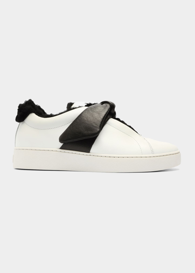 Shop Alexandre Birman Clarita Bicolor Puffy Knot Sneakers In White Black